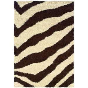   Charbel Brown Zebra Shag Rug   CCT128166153 x 77 Home & Kitchen
