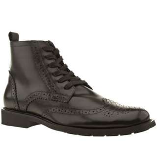 FRONT LONDON SHERLOCK MENS BLACK LEATHER BROGUES BOOTS  