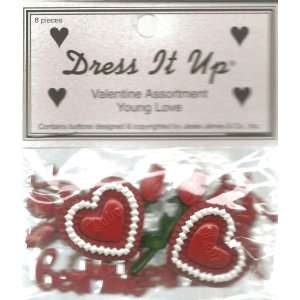Young Love Valentine Theme Buttons for Scrapbooking (2640)