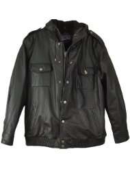 Ub030 Mens Cowhide Leather Urban Wear Parka Car Coat Poly Fleece 