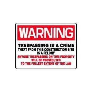  24X36 W TRESPASSING IS A CRIME 24X36 Sign