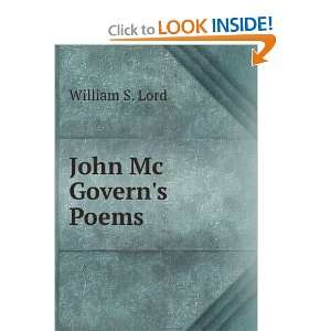  John Mc Governs Poems William S. Lord Books