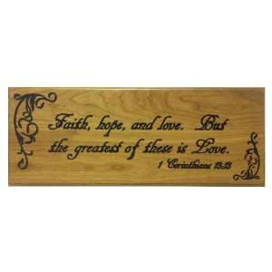   Corinthians 13:13 (24x9) Hand Crafted Wooden Plaque: Home & Kitchen