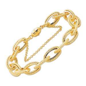   Inch Textured Oval Link Mag nif Bracelet   JewelryWeb Jewelry