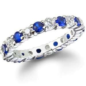  Evas Sterling Silver Sapphire Blue & CZ Eternity Ring   8 