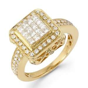 1.17ctw Round Princess Diamond 14k Yellow Gold Ring 