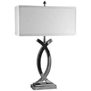  Pisces Polished Nickel with Cotton Shade Table Lamp: Home 