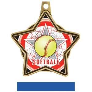 Hasty Awards Custom All  Star Insert Softball Medals GOLD MEDAL / BLUE 
