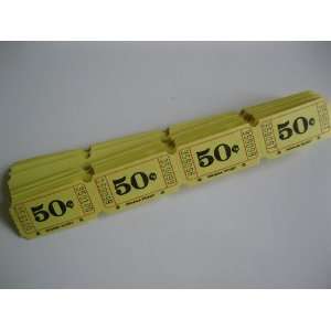  100 Yellow 50 cents Consecutively Numbered Raffle Tickets 