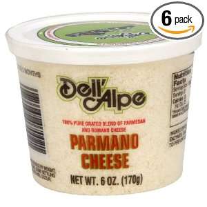 Dell Alpe Grated Dried Parmano Cheese, 6 Ounce (Pack of 6)  