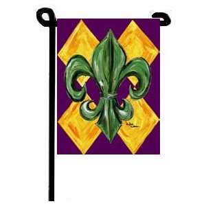 Mardi Gras Fleur de lis Purple Gold Green Garden Flag 