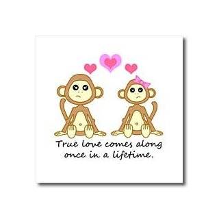 True Love Comes Along Once in a Lifetime   Cute Monkey Love Design 