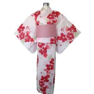  Kimono Yukata Pink & Red Flowers + Obi Belt Toys & Games