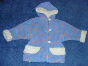 Boutique Corky & Co Company Hooded Blue Pink Floral Flower Jacket Coat 