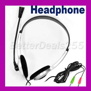 Headphone Headset Earphone With Microphone Mic For PC Laptop Black 