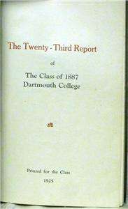 RARE CLASS OF 1887 DARTMOUTH COLLEGE LETTERS REPORT NR  
