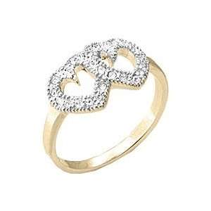  Tqw34711CCA T15 CZ Diamond Double Hearts Ring (4) Jewelry