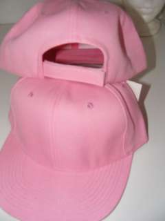 FITTED FLAT BILL VELCRO SNAP BACK HAT CAP PLAIN PINK  