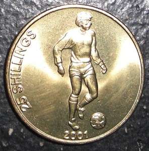 Somalia 25 shillings FIFA soccer player ball coin  
