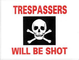 Trespassers Will Be Shot Aluminum Sign  