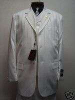 MENS 3PC STRIPED WHITE ZOOT SUIT SIZE 46R NEW SUITS  