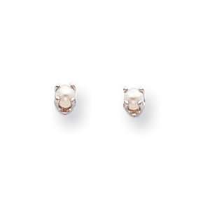 14k White Gold 3mm Cultured Pearl Stud Earrings Jewelry