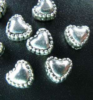 100pcs Tibetan Silver Beaded Heart Spacers Beads T61  