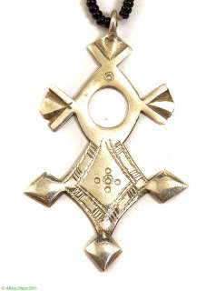 Tuareg Silver Cross Pendant Necklace African  