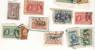 Kingdom of Greece set of 165 CUT SQUARE post stamp stamps dated 1930s 
