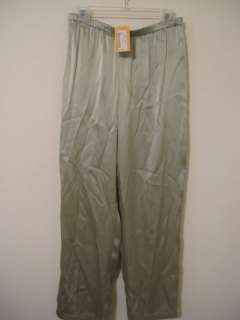 DUE PER DUE GREEN SILK WOMENS SUIT PANTS TOP SIZE 14  
