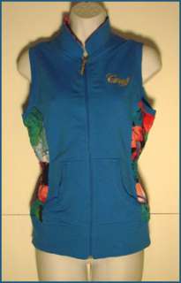 NWT COOGI Womans Turquoise Zipper Front Embellished Vest M  
