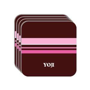 Personal Name Gift   YOJI Set of 4 Mini Mousepad Coasters (pink 