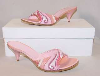 NEW $435 Casadei Runway Pink Sequin Evening Shoes 5.5  