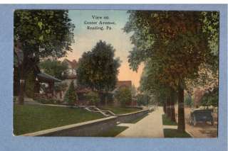 0410* READING PA VINTAGE PC VIEW ON CENTER AVENUE   PHOTOCHROM  