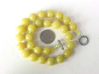 Necklace Lemon Jade Large 14mm Round Beads  