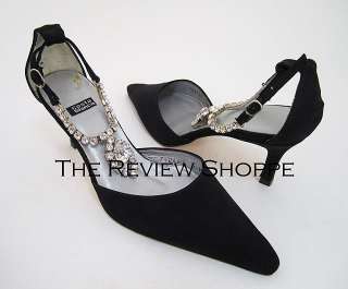Costablanca Panama Black Rhinestone Heels Pumps Shoes NEW 6.5 $189 