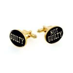 Yellow gold plated and enamel guilty not guilty legal lawyer cufflinks 