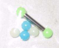 8G 8 Gauge GlowInTheDark Barbell Earring New Rave Emo  