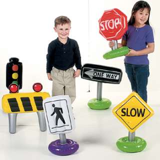 Lot of 6 Inflatable Traffic Stop One Way Signs Kids Toys 0723372504043 
