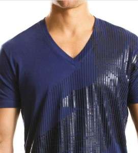 Armani Exchange Eagle Illusion V Neck T Shirt Blueprint NWT  