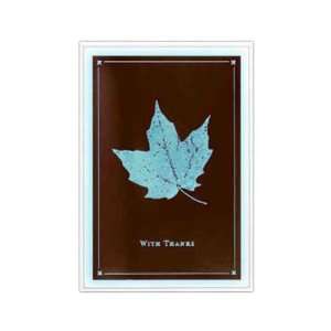 Finely Detailed Thanks   Thank you card with brown and turquoise foil 