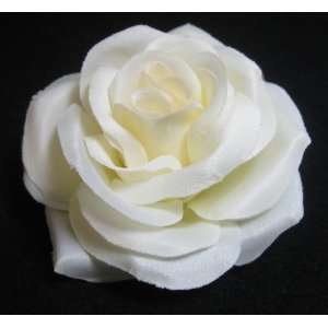 Crisp Ivory Rose Hair Flower Clip: Beauty