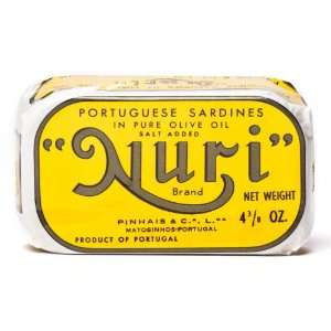 Portuguese Sardines in Pure Olive Oil Salt Added Nuri Brand 4.375 oz 