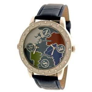  Blingster Iced Out 2 Time Zone World Map Floating Diamonds 