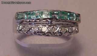Beautiful 14k WG Diamonds Emeralds Designer Ring  