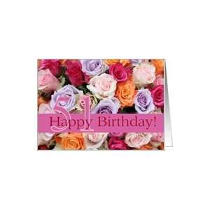  51st birthday colorful rose bouquet Card Toys & Games