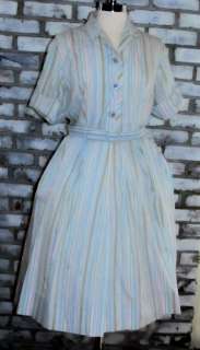   50s 1960s KAY WINDSOR Shirtwaist DAY Dress + BELT Full Skirt M(11/12