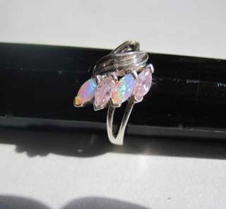Vintage Rainbow Opal Ring Size 10 Sterling Silver Signed NV  