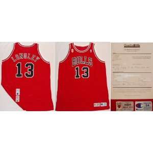  Luc Longley Bulls Red Nike Game Worn 1996 Finals Jersey w 