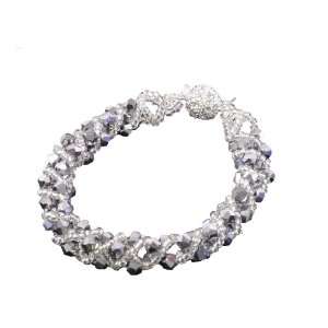 Silver Metal Faceted Crystals Small Clear Beads Bracelet Diamond Ball 